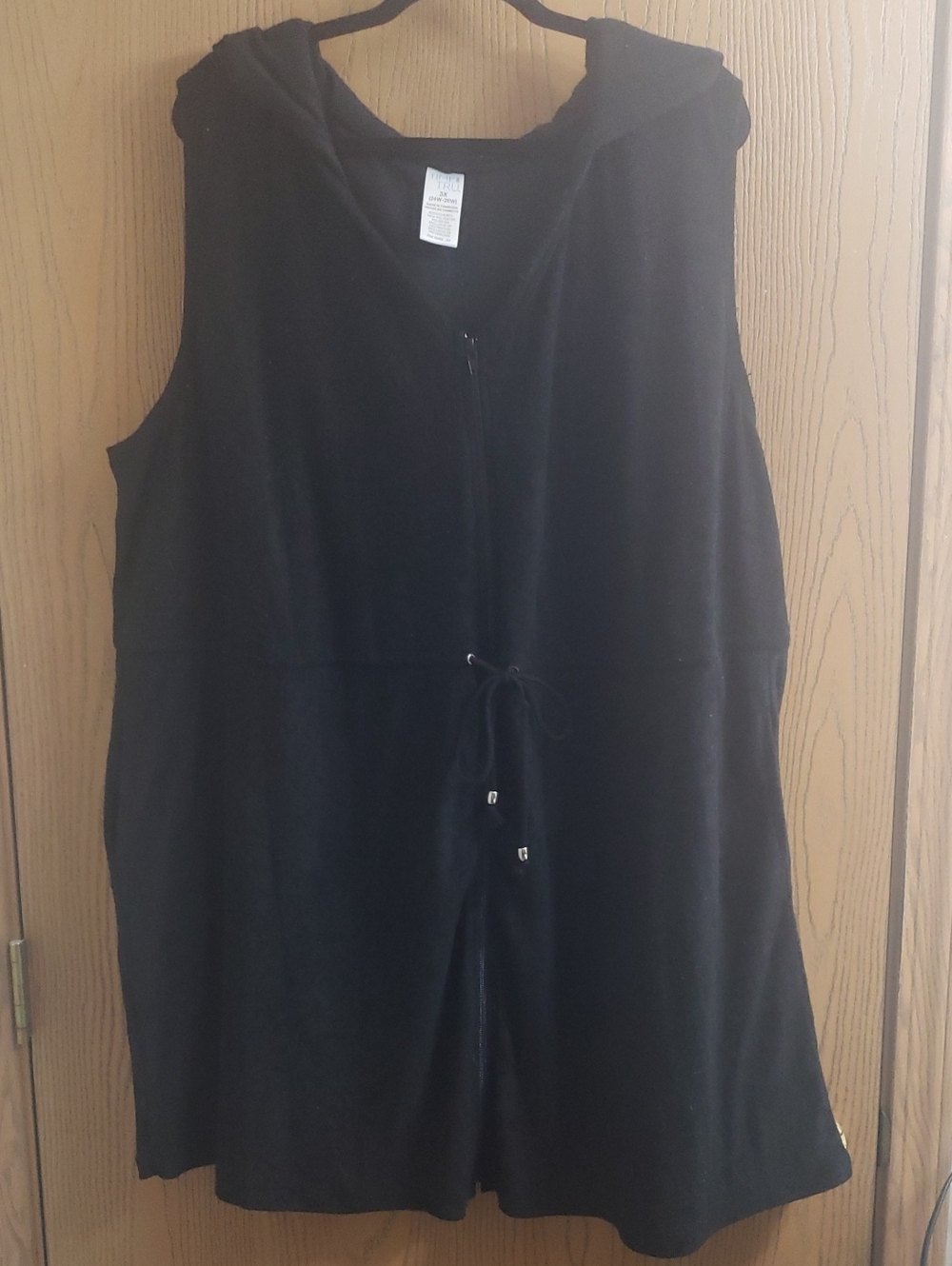 Time and Tru Black Sleeveless Hooded Swim Coverup